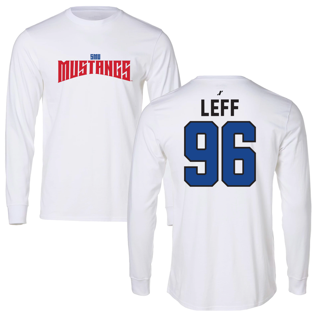 Southern Methodist University Football White Classic Performance Long Sleeve - #96 Josh Leff
