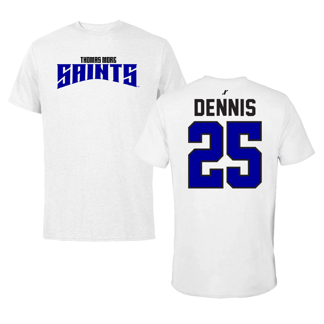 Thomas More University Baseball White Classic Tee - #25 Austin Dennis