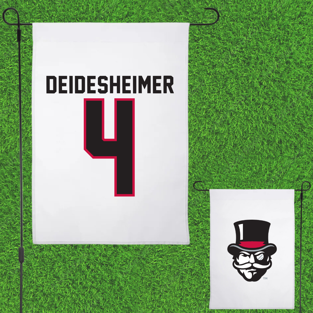 Austin Peay State University Volleyball White Garden Flag - #4 Payton Deidesheimer