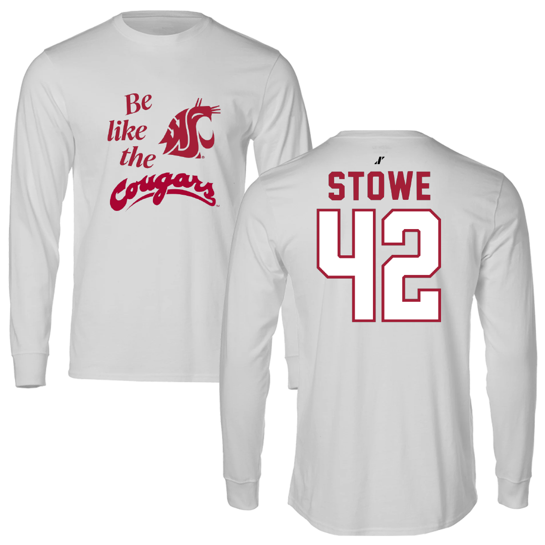 Washington State University Baseball Light Gray Be Like Us Long Sleeve - #42 Trevor Stowe