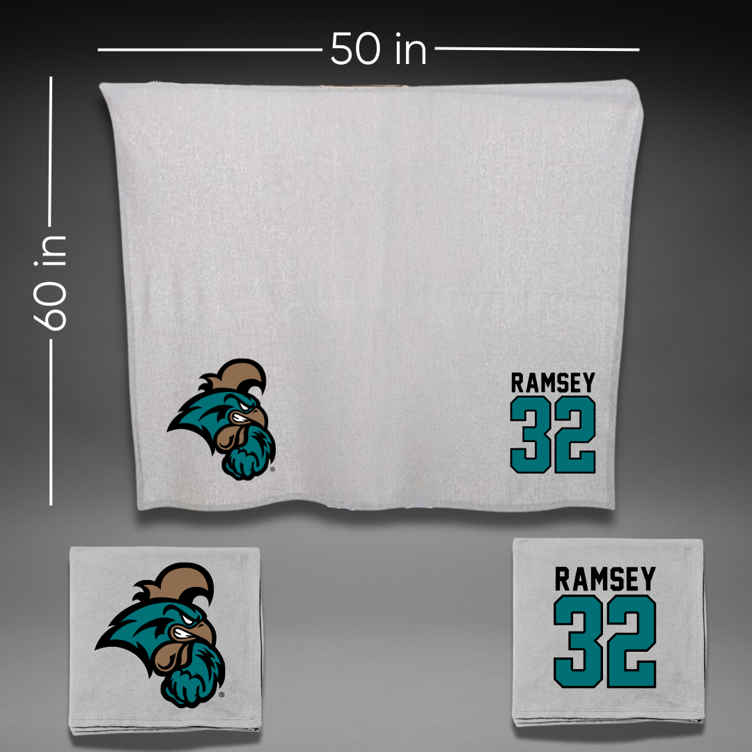 Coastal Carolina University Basketball Gray Blanket - #32 Alancia Ramsey