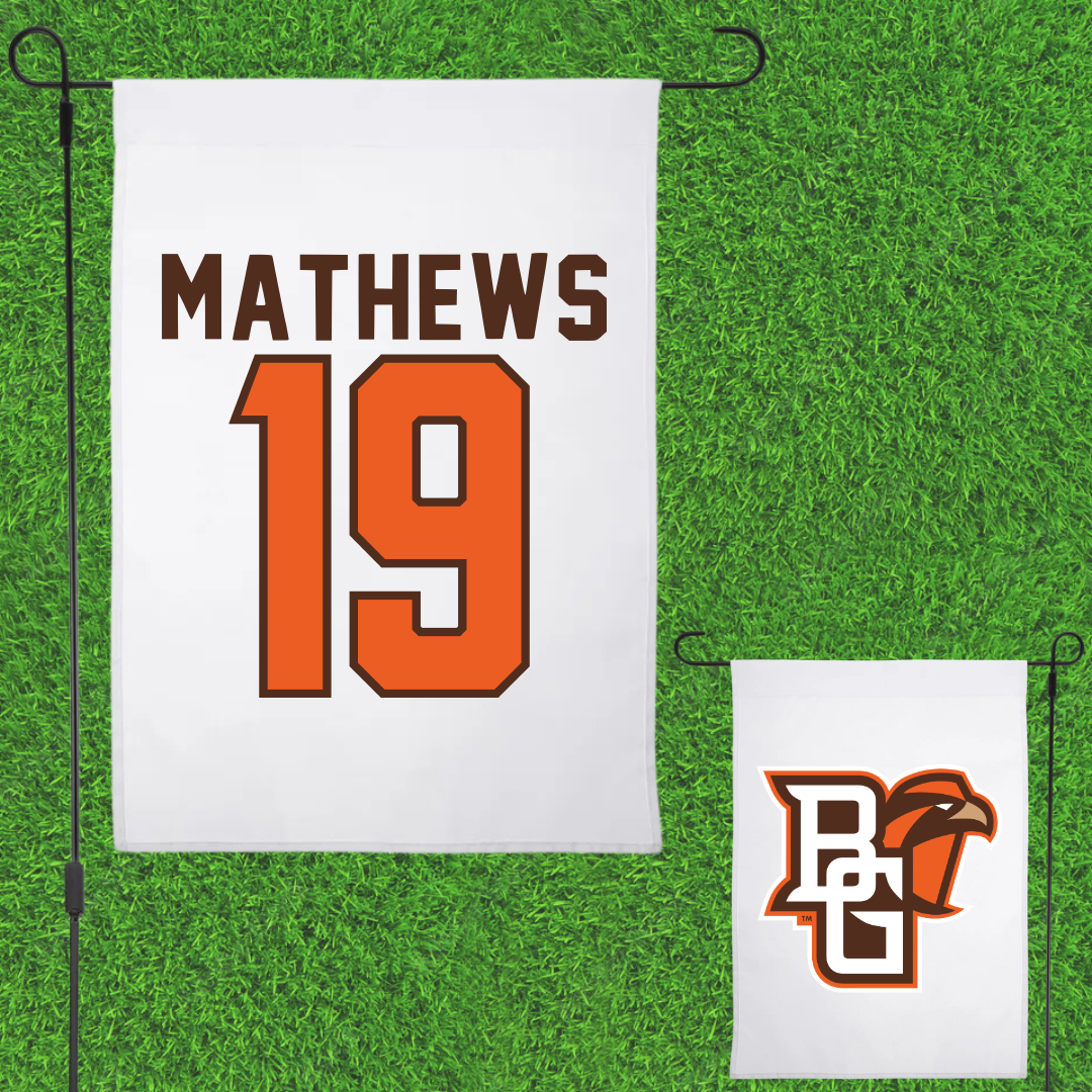 Bowling Green State University Softball White Garden Flag - #19 Kendall Mathews