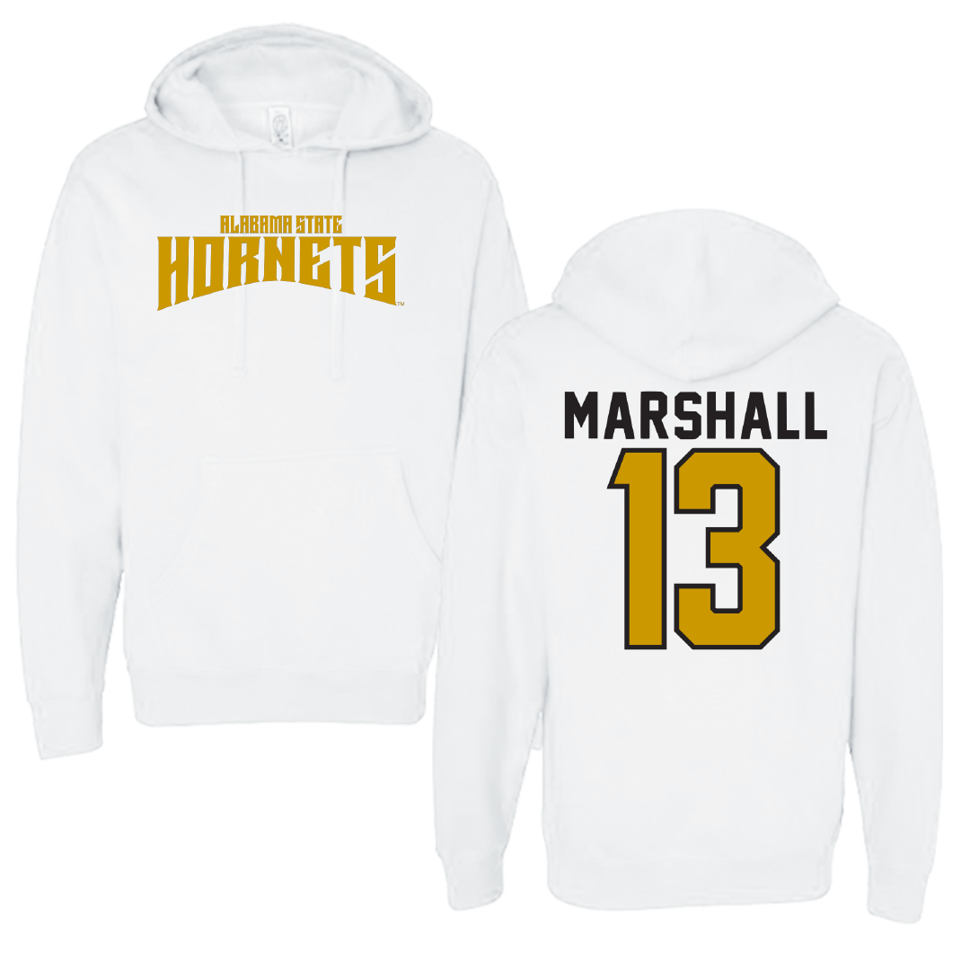 Alabama State University Basketball White Classic Hoodie - #13 Jordon Marshall
