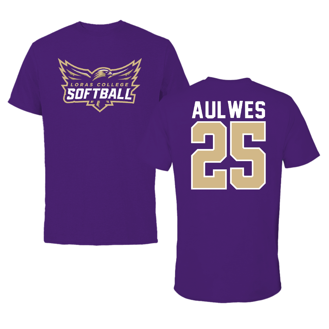 Loras College Softball Purple Softball Tee - #25 Claire Aulwes