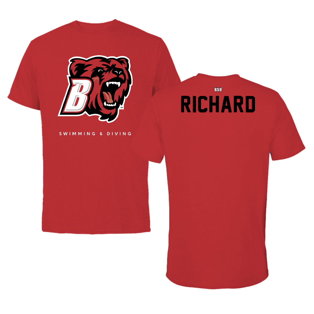 Bridgewater State University Swimming & Diving Red Performance Tee - Logan Richard