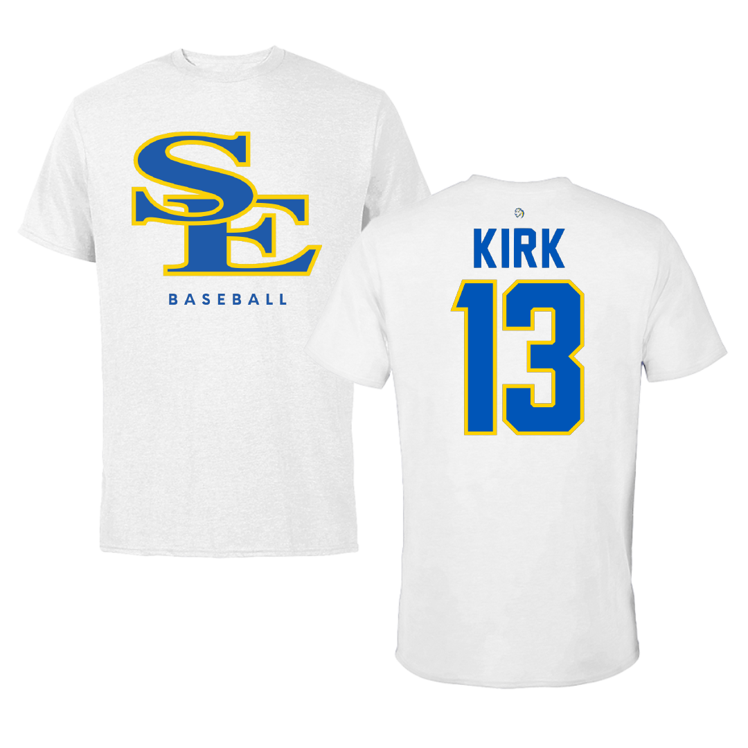Southeastern Oklahoma State University Baseball White Performance Tee - #13 Ryan Kirk