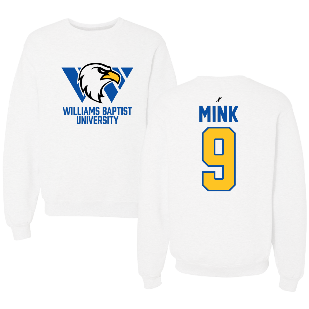 Williams Baptist University Baseball White Crewneck - #9 Gavin Mink