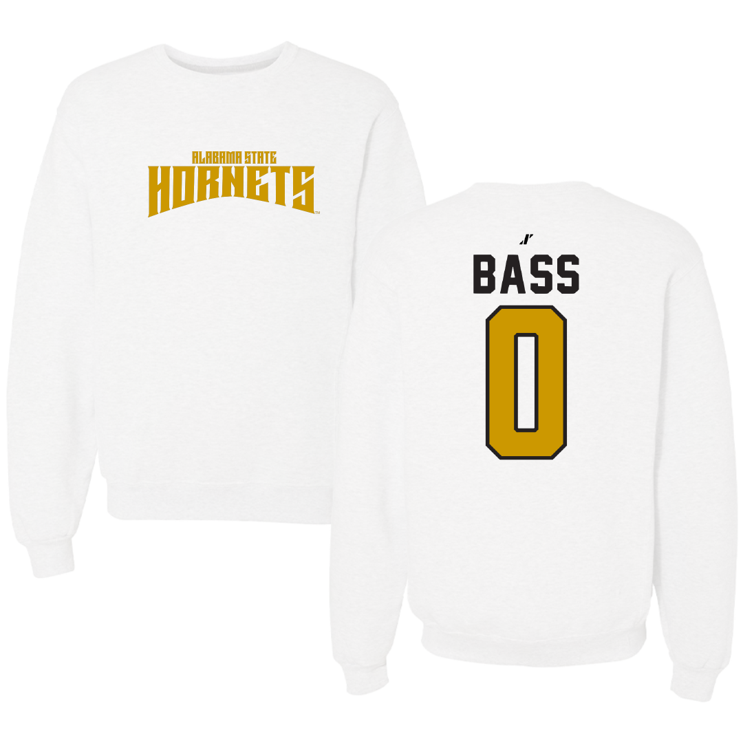 Alabama State University Basketball White Classic Crewneck - #0 D'Ante Bass