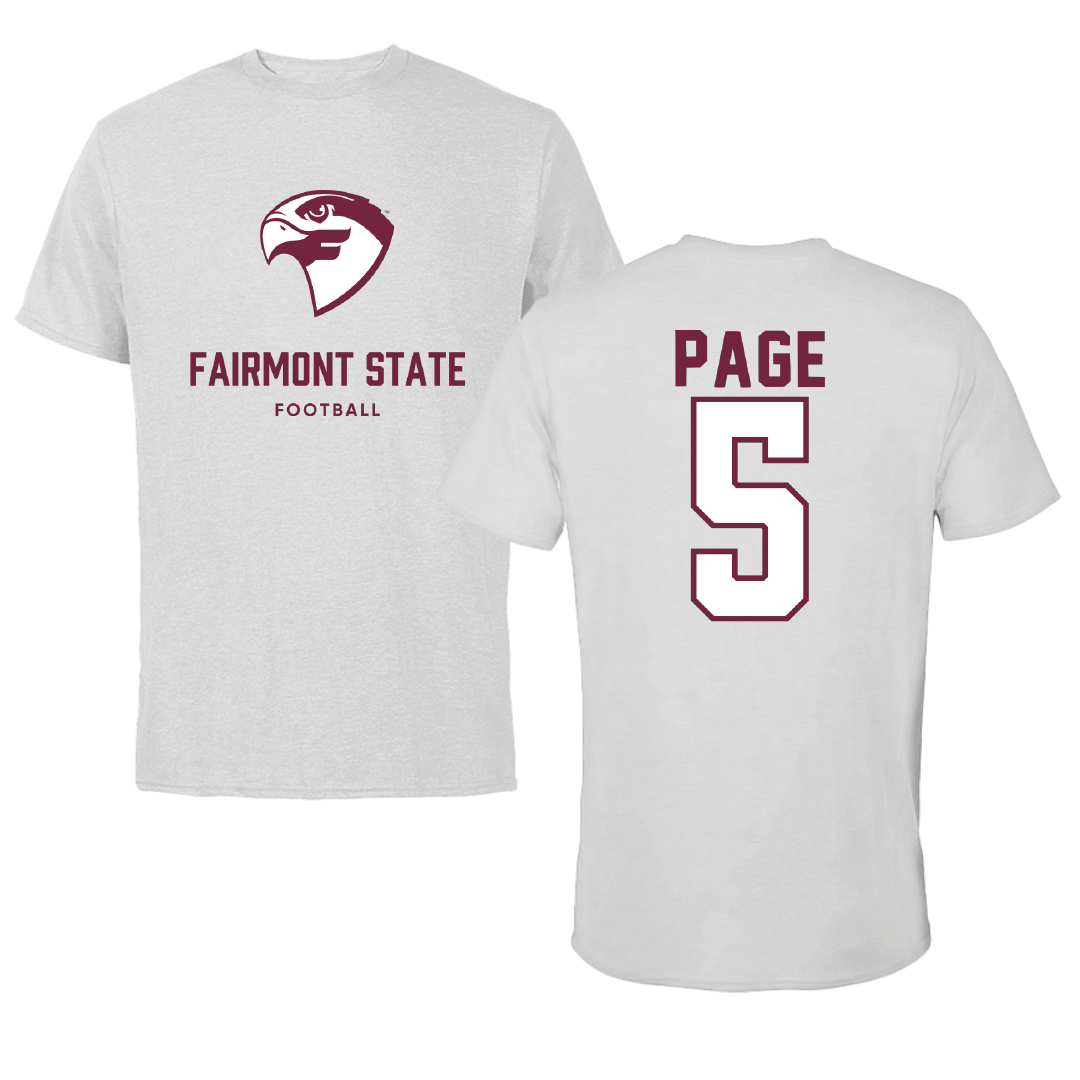 Fairmont State University Football Light Gray Tee - #5 Winston Page
