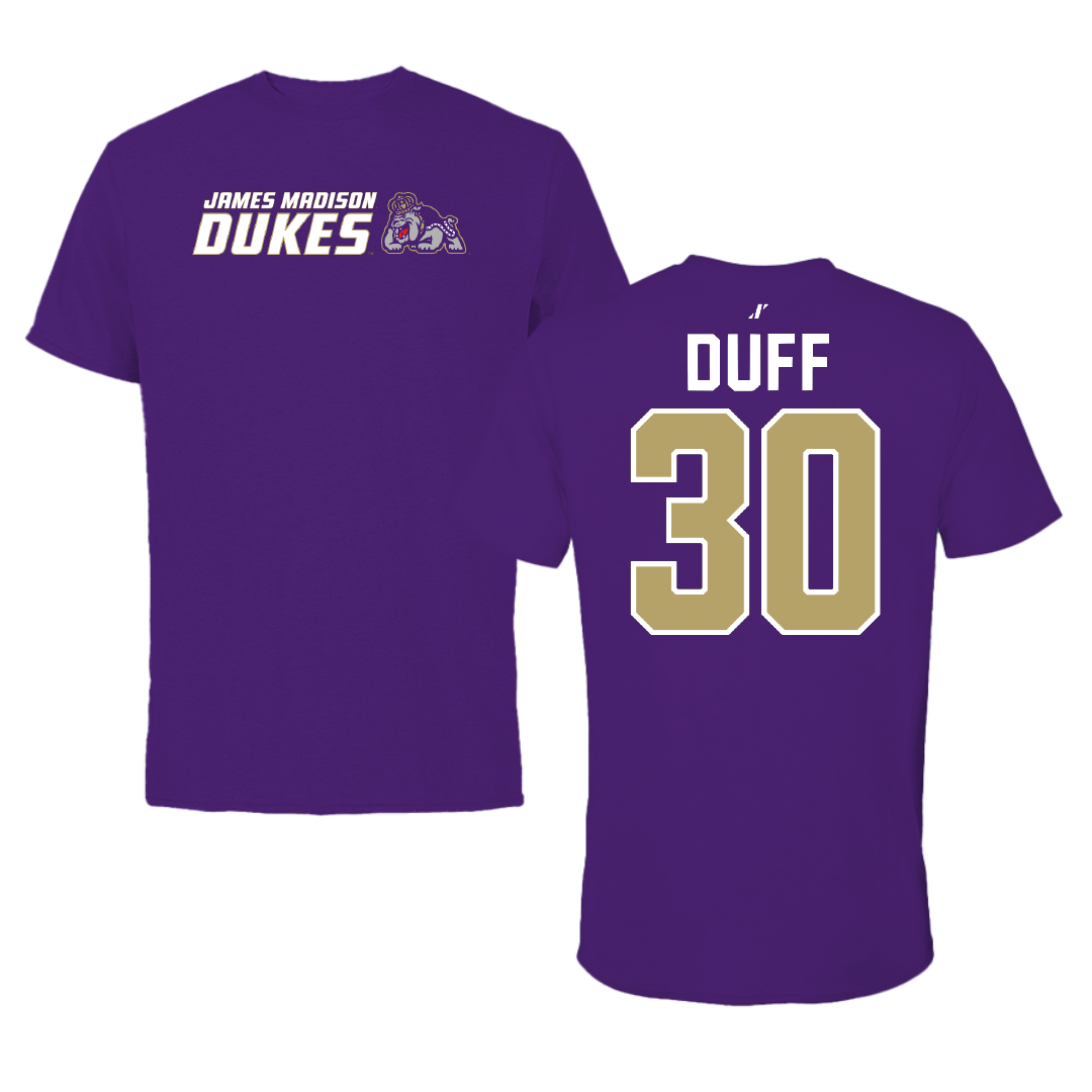 James Madison University Baseball Purple General Tee - #30 Lane Duff