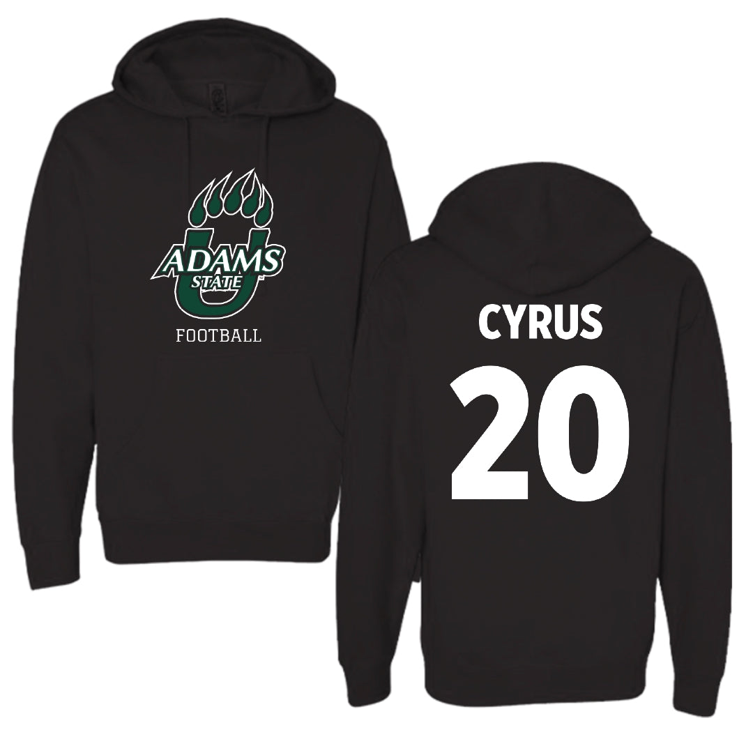 Adams State University Football Black Hoodie - #20 Aaron Cyrus