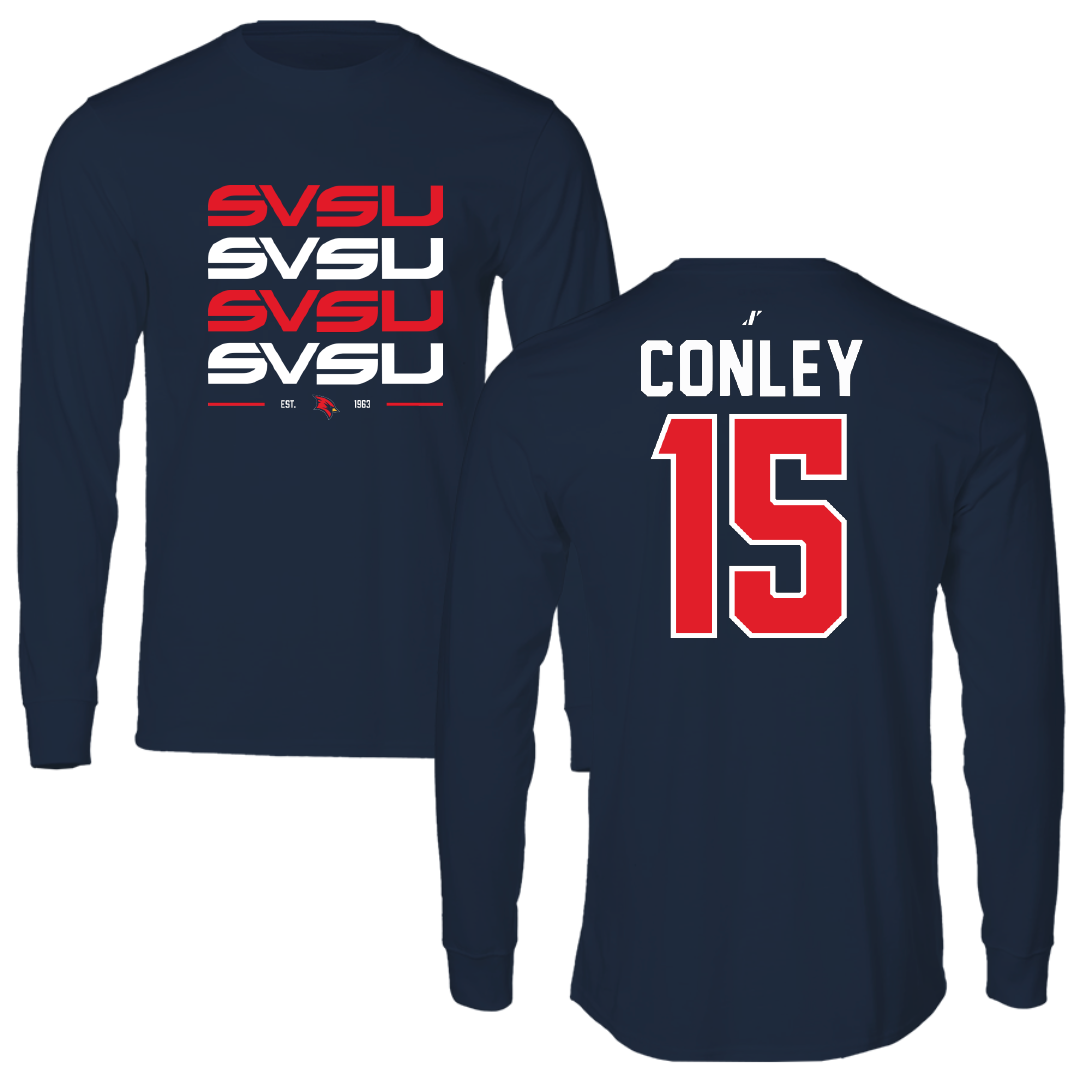 Saginaw Valley State University Softball Navy General Long Sleeve - #15 Delaney Conley