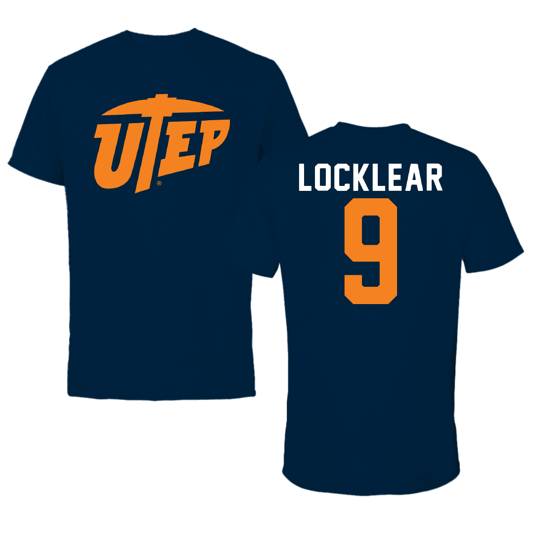 University of Texas at El Paso Football Navy Performance Tee - #9 Skyler Locklear