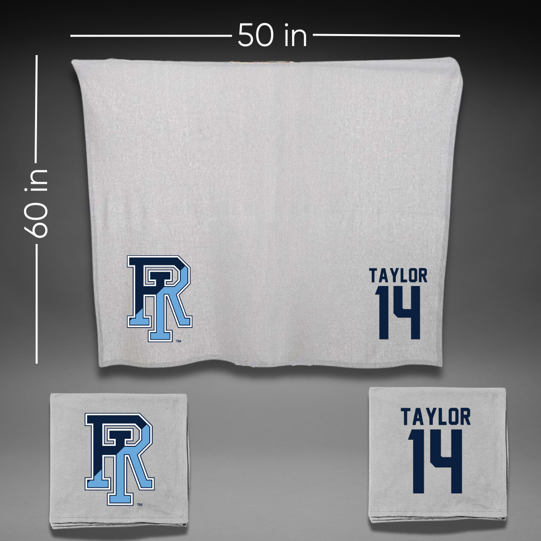 University of Rhode Island Soccer Gray Blanket - #14 Mathias Taylor