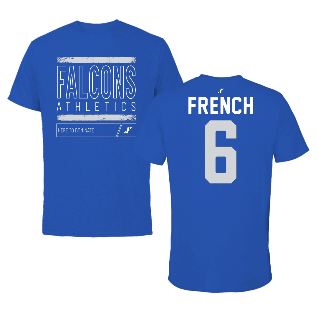 Albertus Magnus College Soccer Blue Dominate Performance Tee - #6 Elijah French