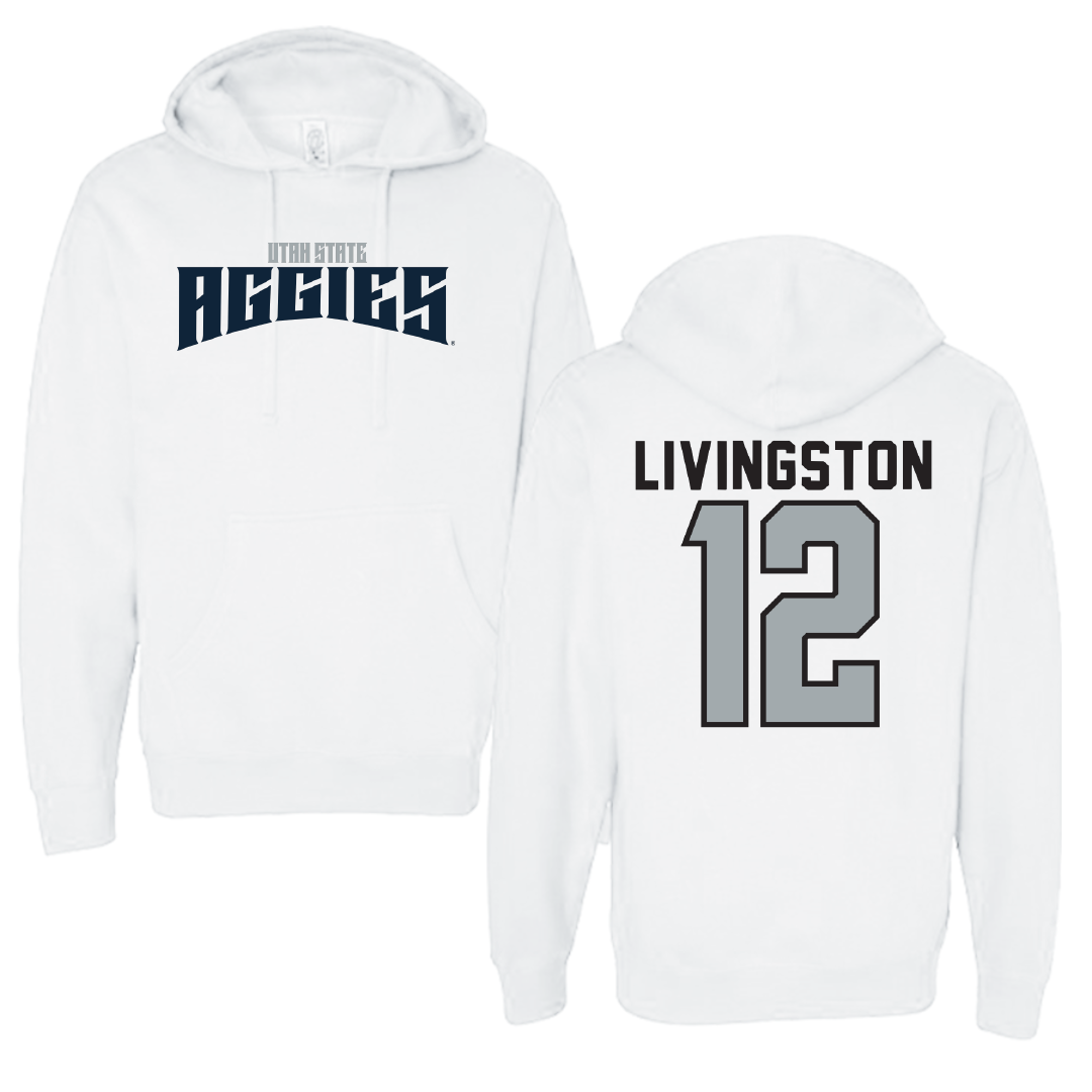 Utah State University Basketball White Classic Hoodie - #12 Elise Livingston