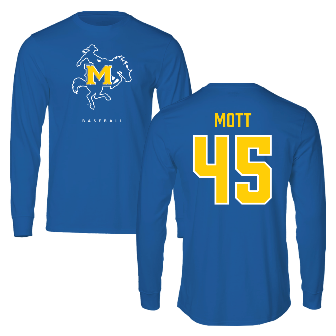 McNeese State University Baseball True Royal Long Sleeve - #45 Marcus Mott