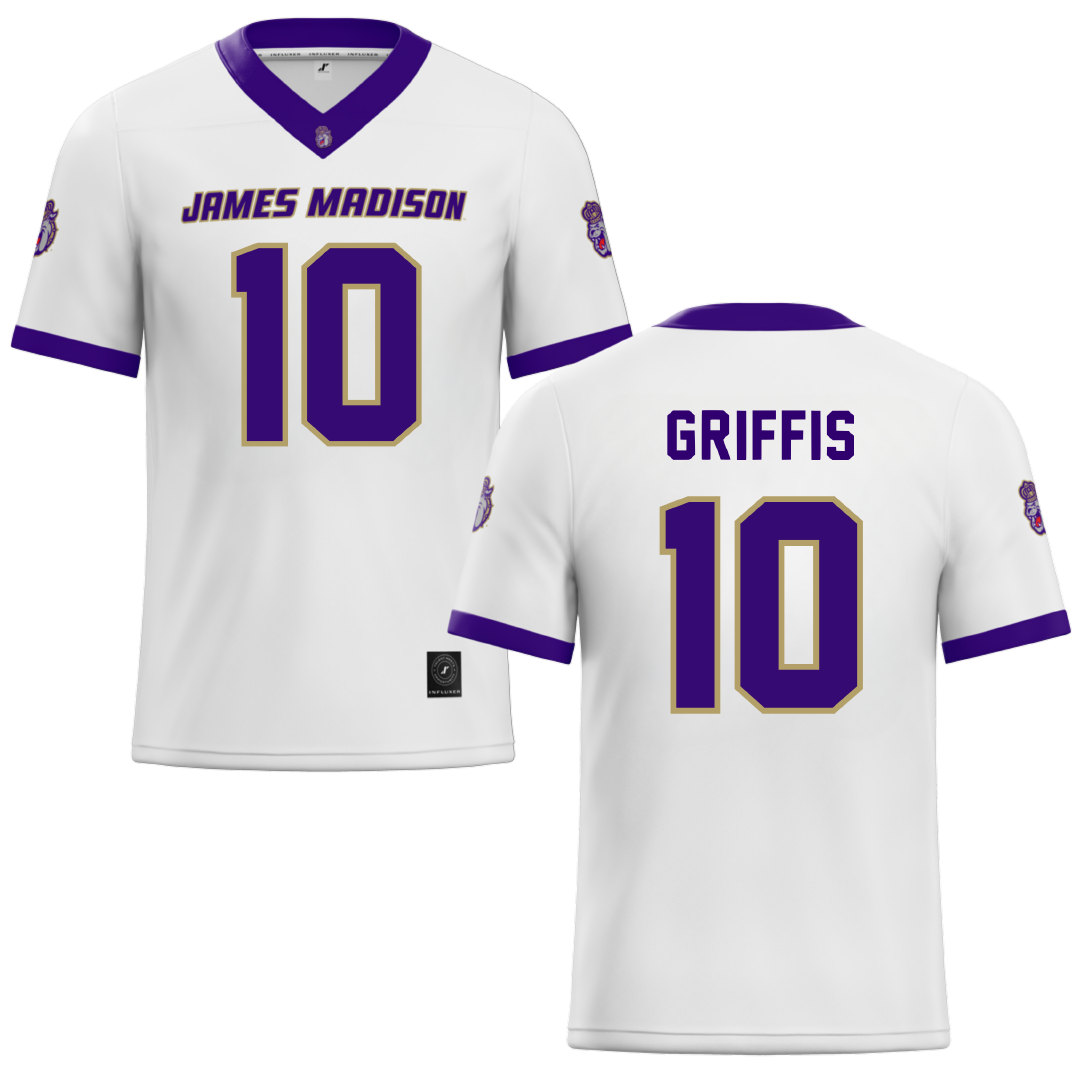 James Madison University White Football Jersey - #10 Brett Griffis