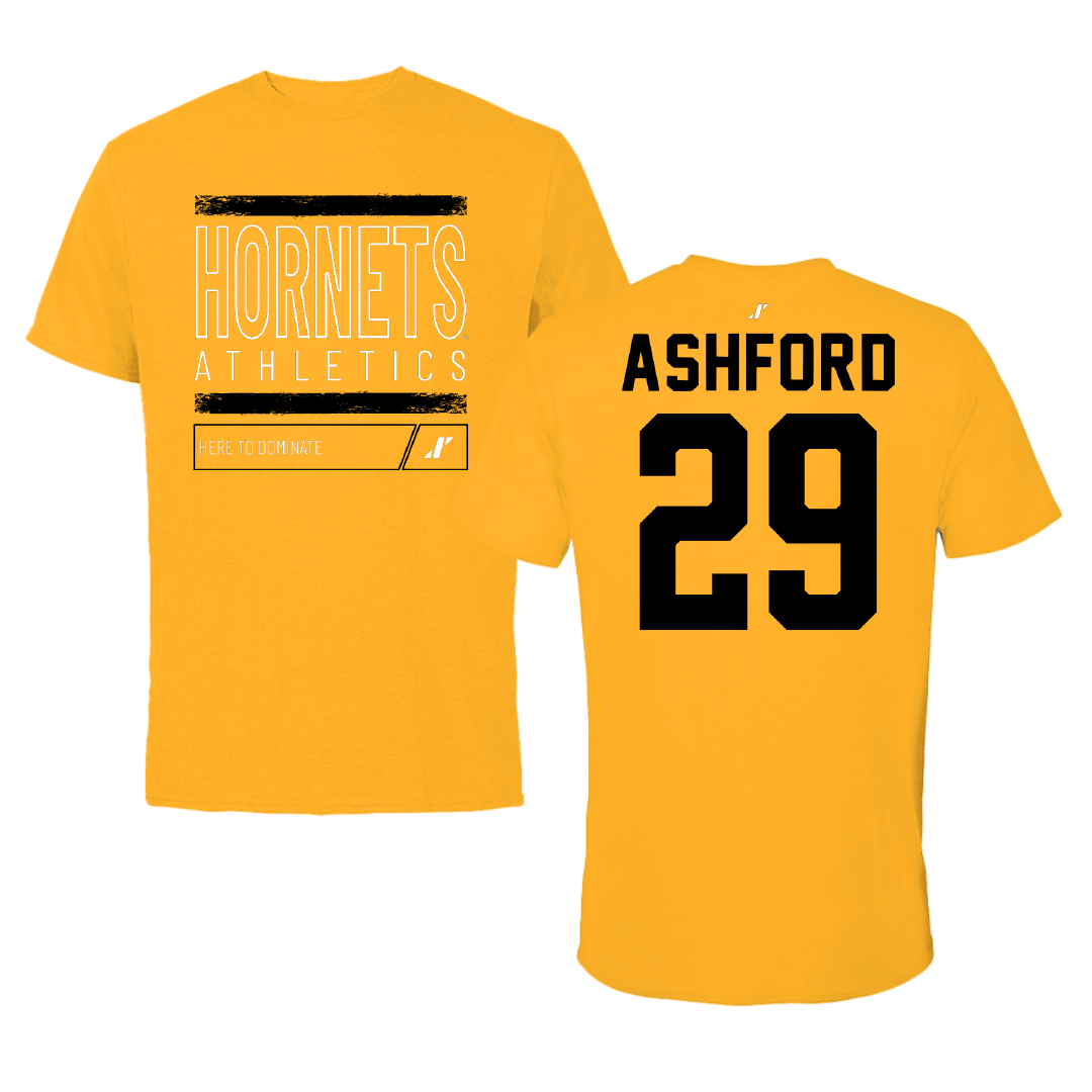 Alabama State University Football Gold Dominate Tee - #29 Ashton Ashford