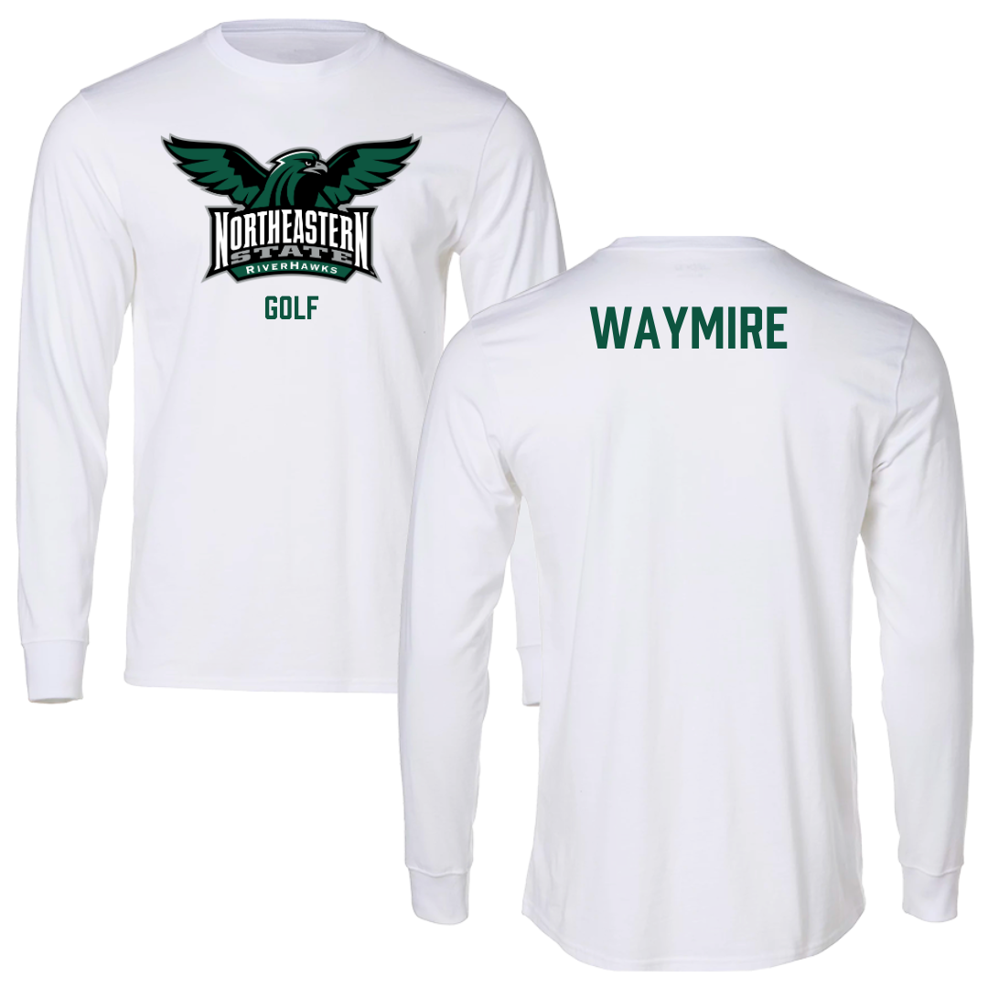 Northeastern State University Golf White Performance Long Sleeve - Cole Waymire