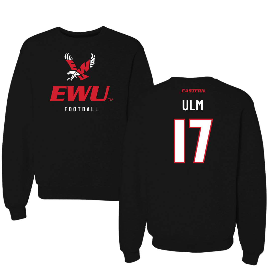 Eastern Washington University Football Black EWU Crewneck - #17 Nolan Ulm