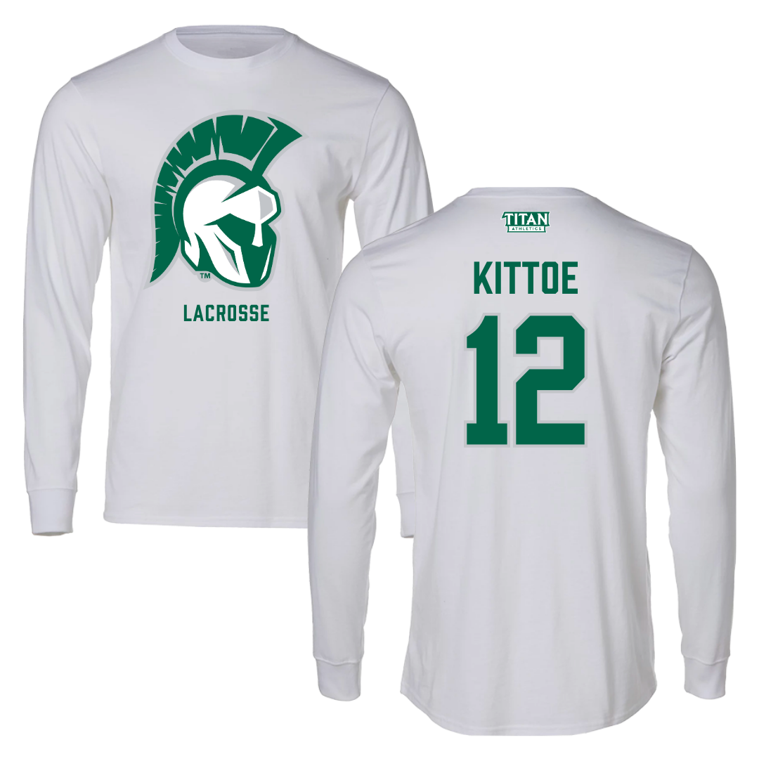 Illinois Wesleyan University Lacrosse White Performance Long Sleeve - #12 John Kittoe