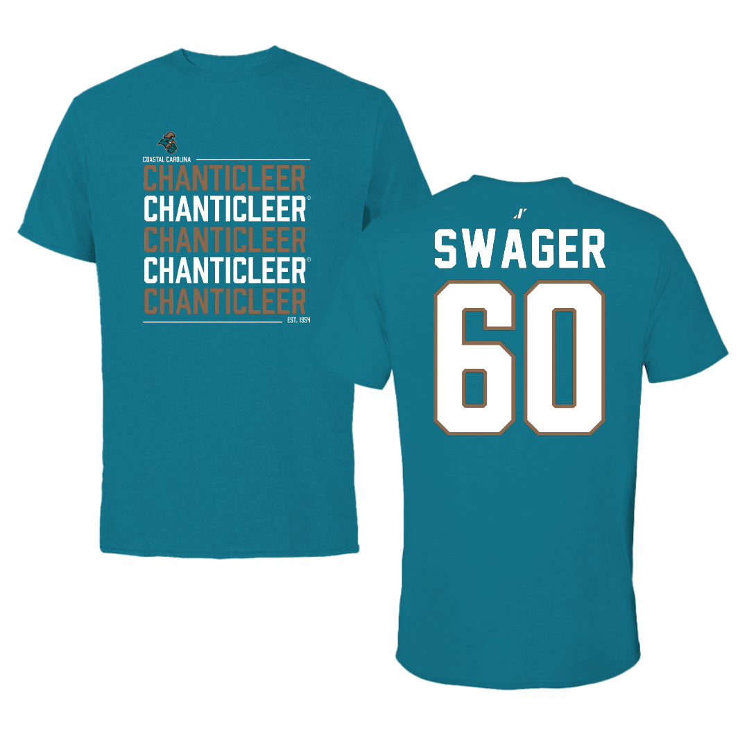 Coastal Carolina University Football Teal General Tee - #60 Mike Swager