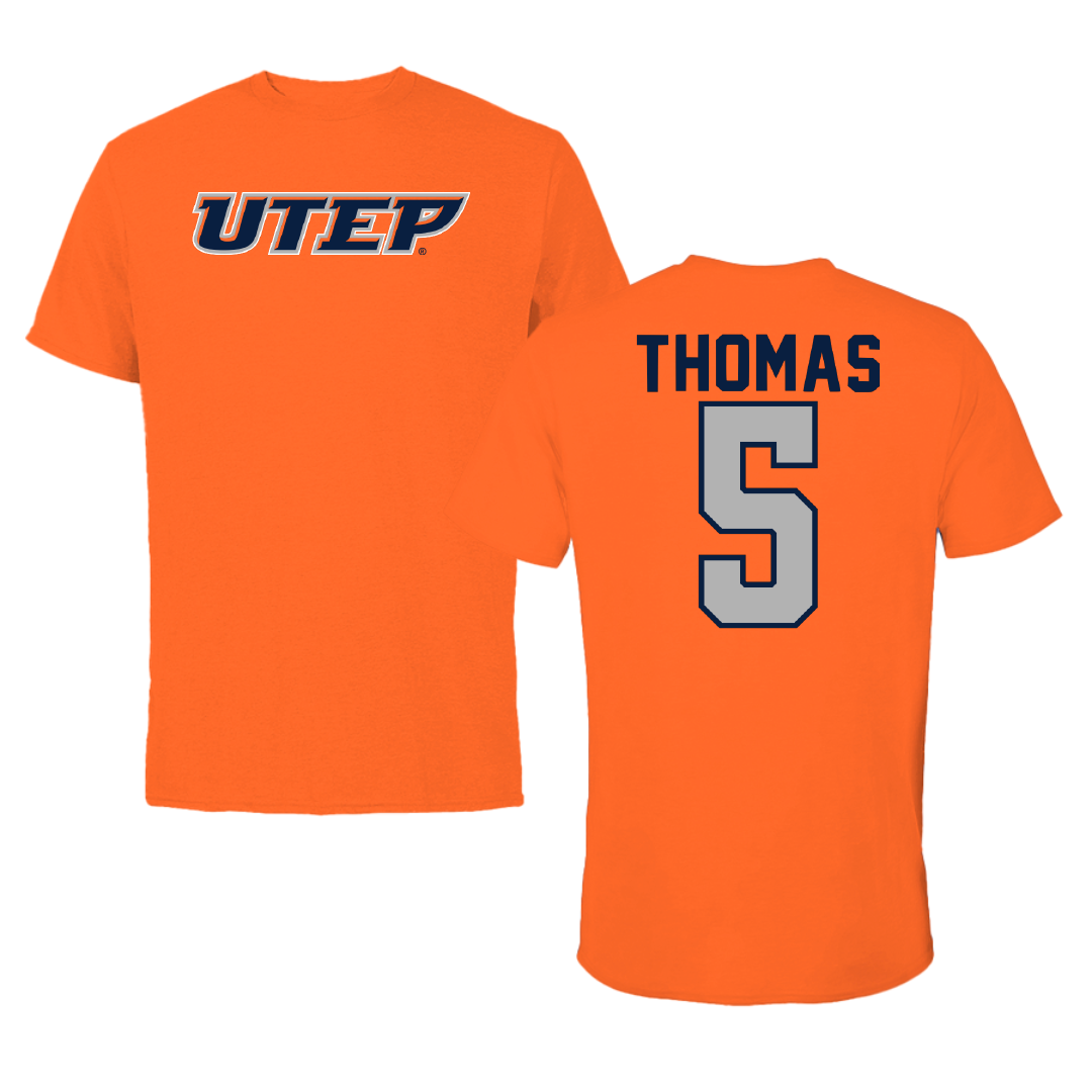 University of Texas at El Paso Football Orange Performance Tee - #5 Kam Thomas