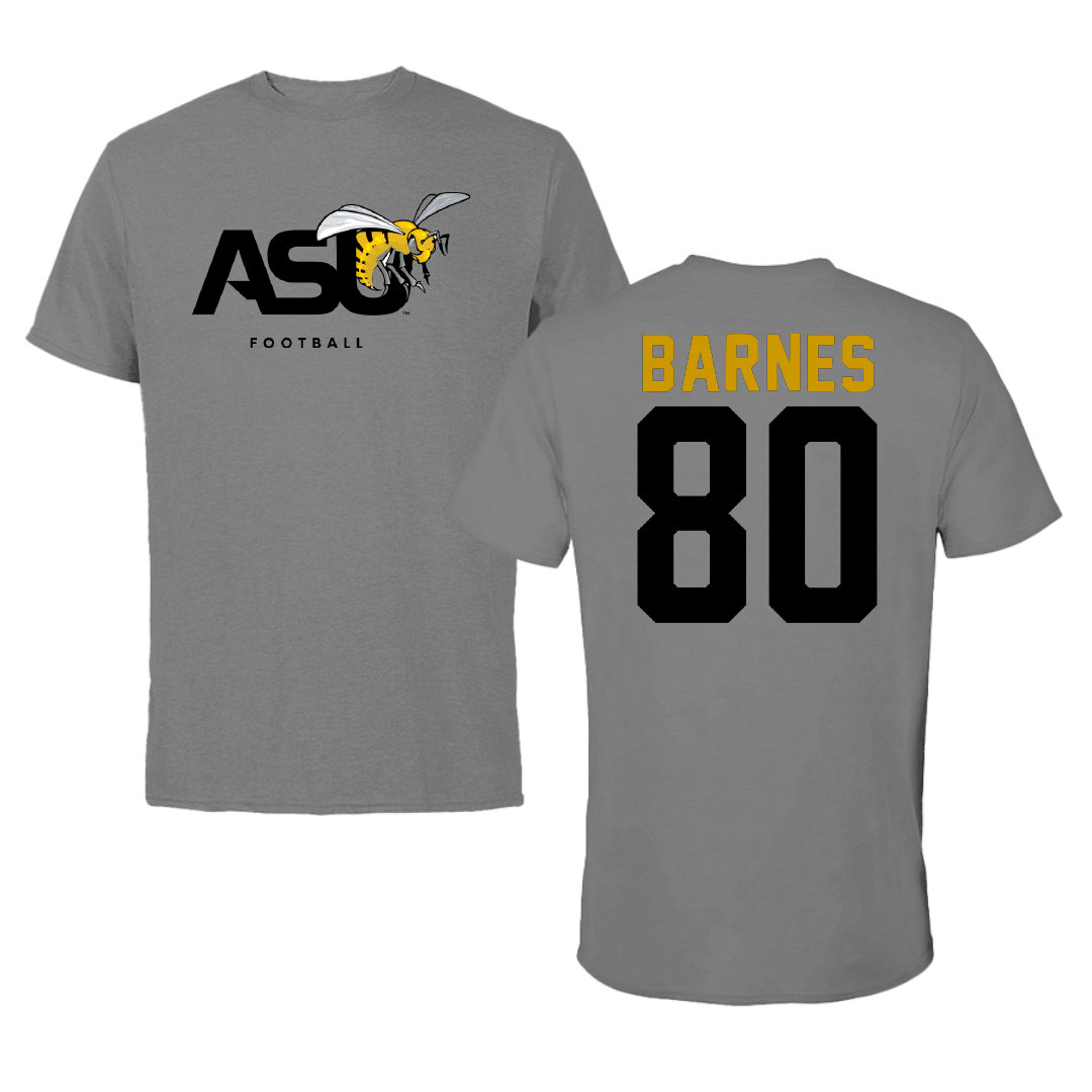 Alabama State University Football Dark Gray Tee - #80 Khayman Barnes