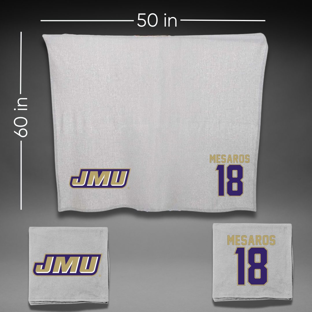 James Madison University Softball Gray Blanket - #18 Morgan Mesaros