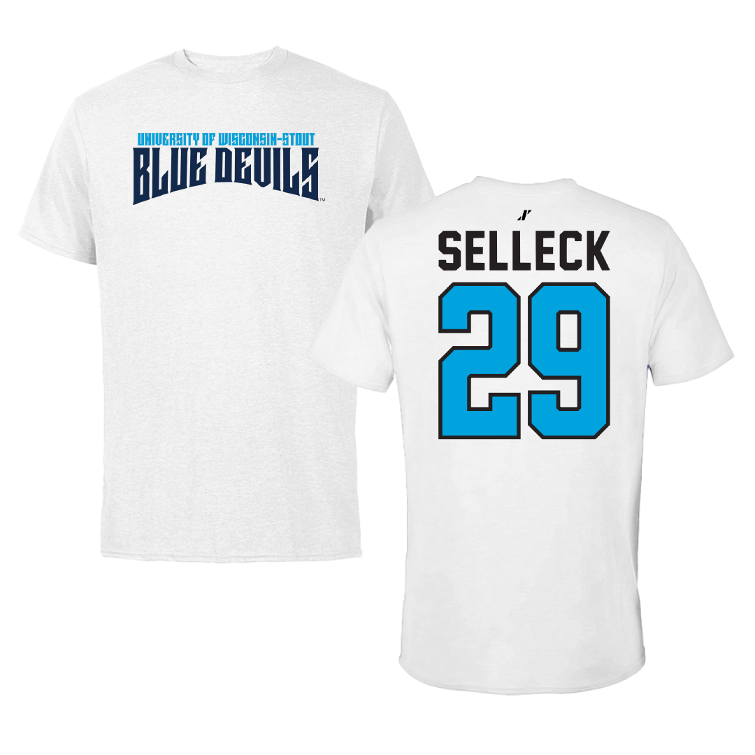 University of Wisconsin-Stout Soccer White Classic Performance Tee - #29 Caleb Selleck