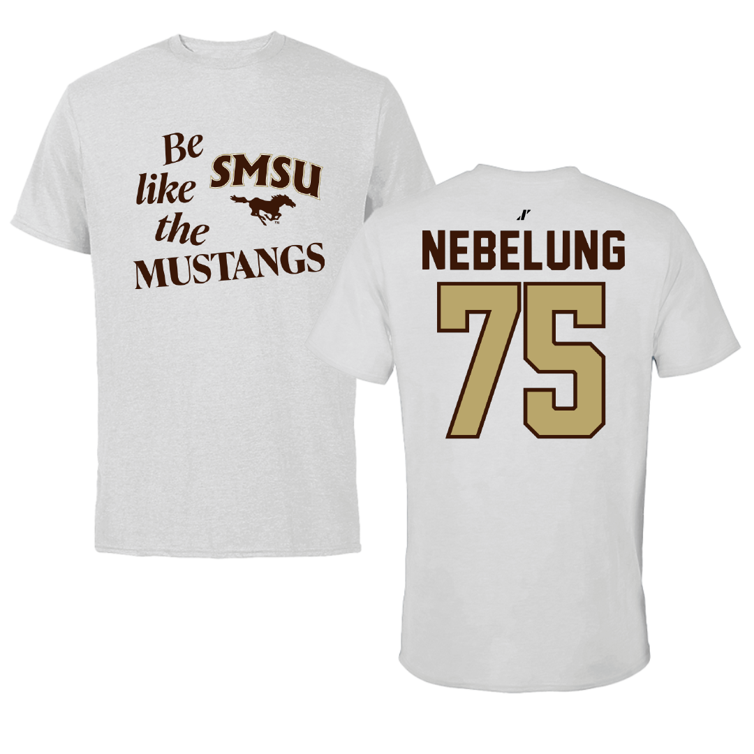 Southwest Minnesota State University Football Light Gray Be Like Us Performance Tee - #75 Tyler Nebelung