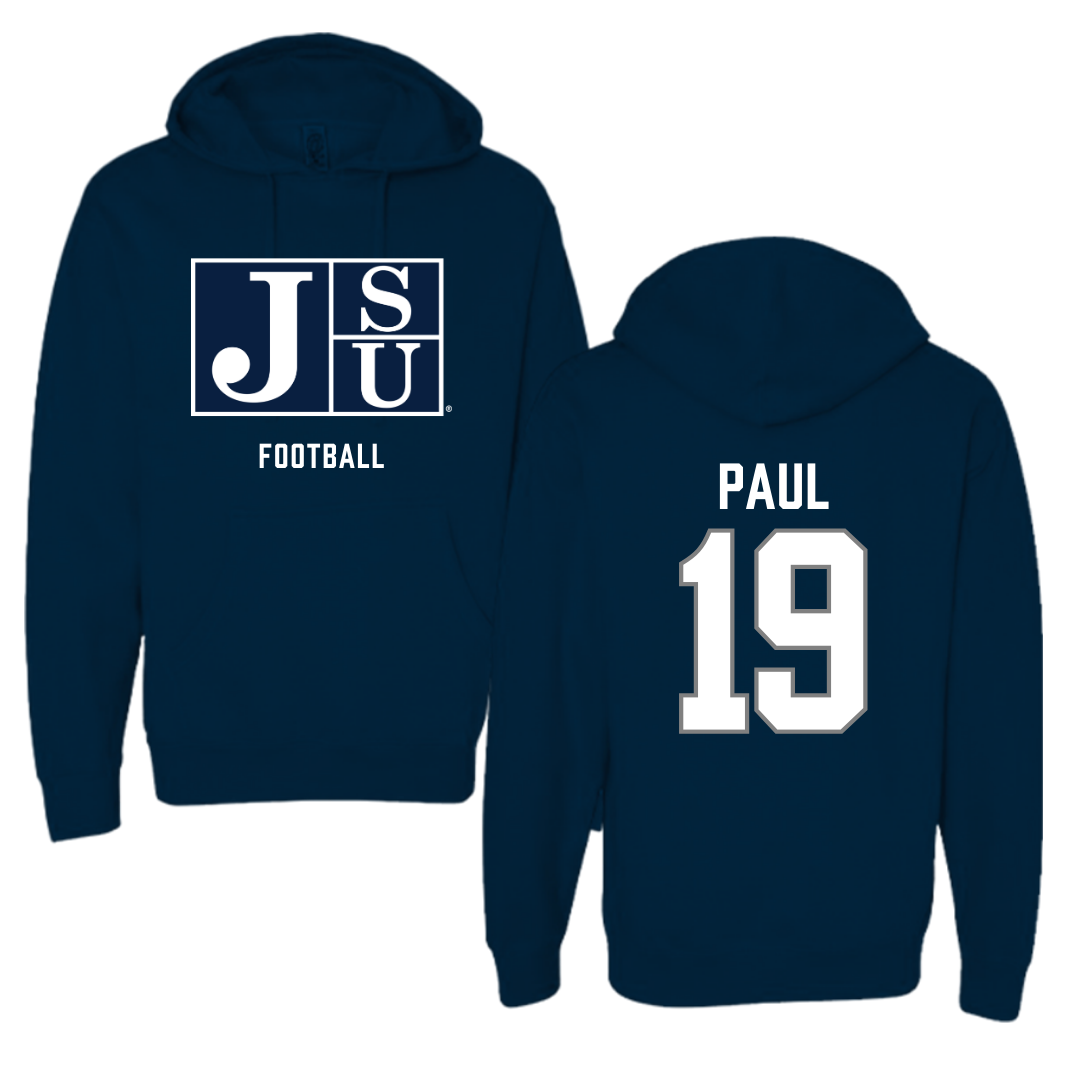 Jackson State University Football Navy Hoodie - #19 Kobe Paul