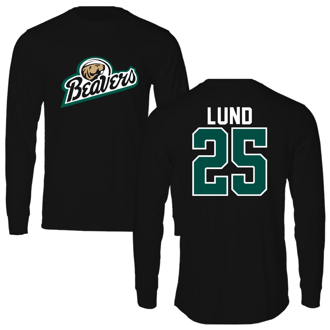 Bemidji State University Ice Hockey Black Long Sleeve - #25 Tory Lund