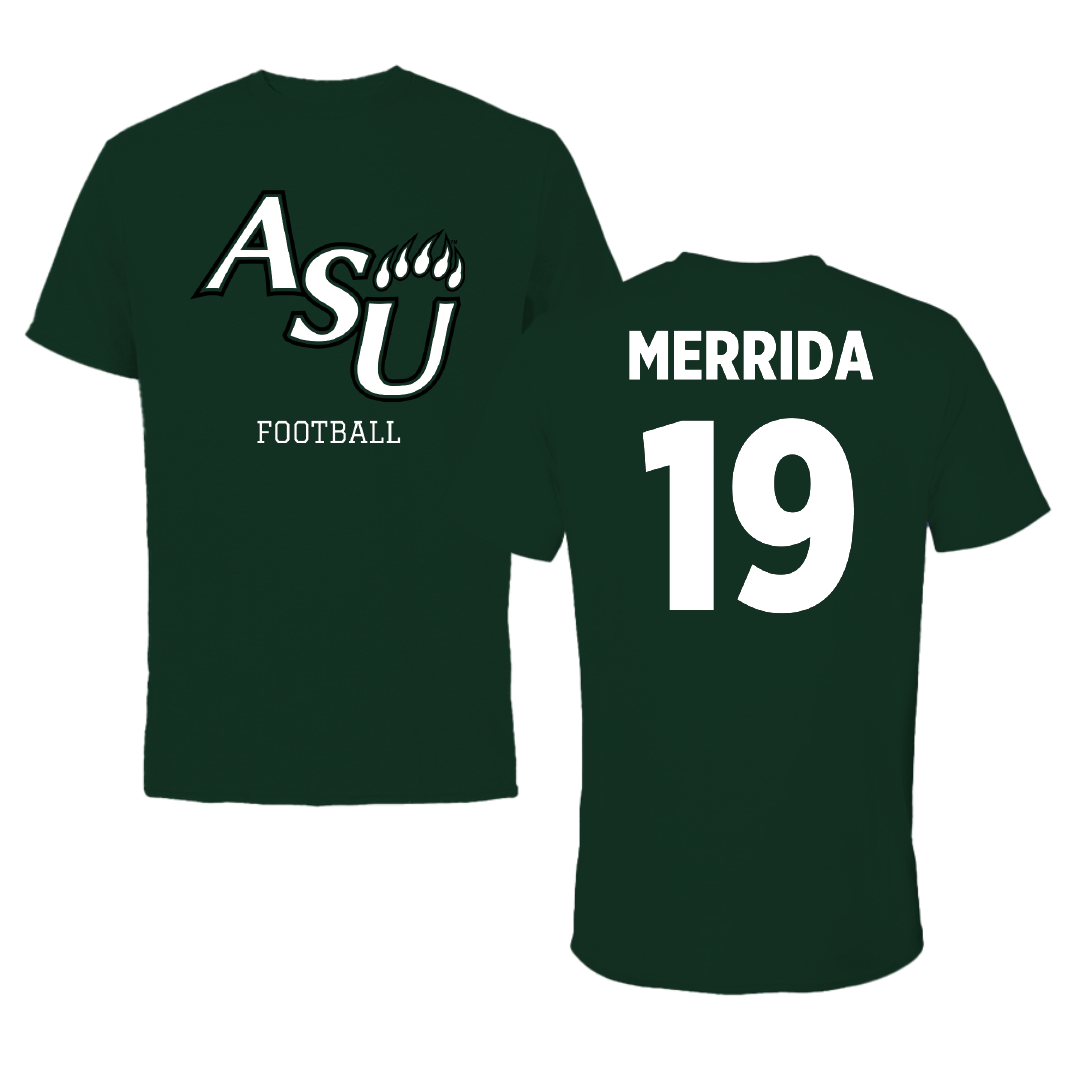 Adams State University Football Forest Green Performance Tee - #19 Ahmare Merrida