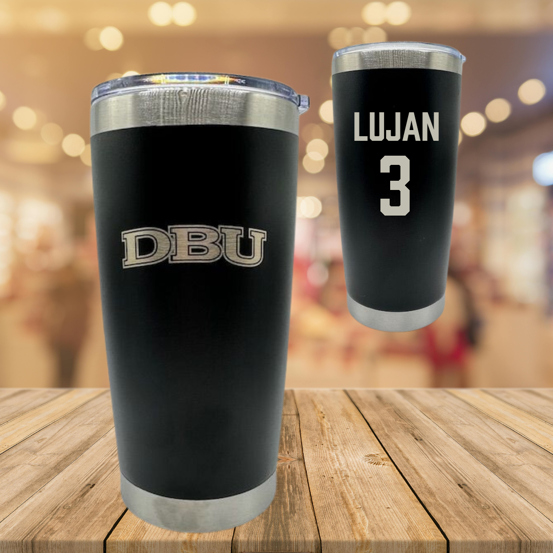 Dallas Baptist University Basketball Black Stainless Steel Tumbler - #3 Ricky Lujan