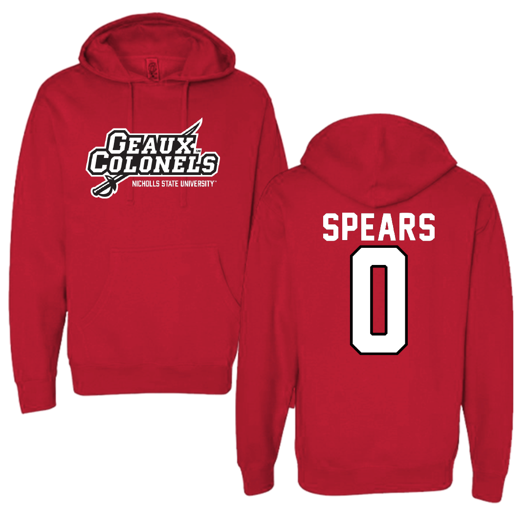 Nicholls State University Football Red General Hoodie - #0 Jaylon Spears