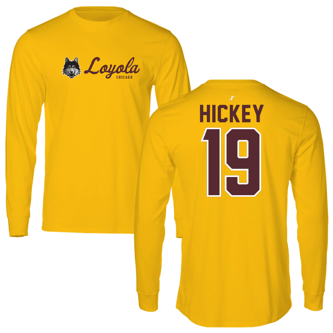 Loyola University-Chicago Softball Gold General Performance Long Sleeve - #19 Maddy Hickey