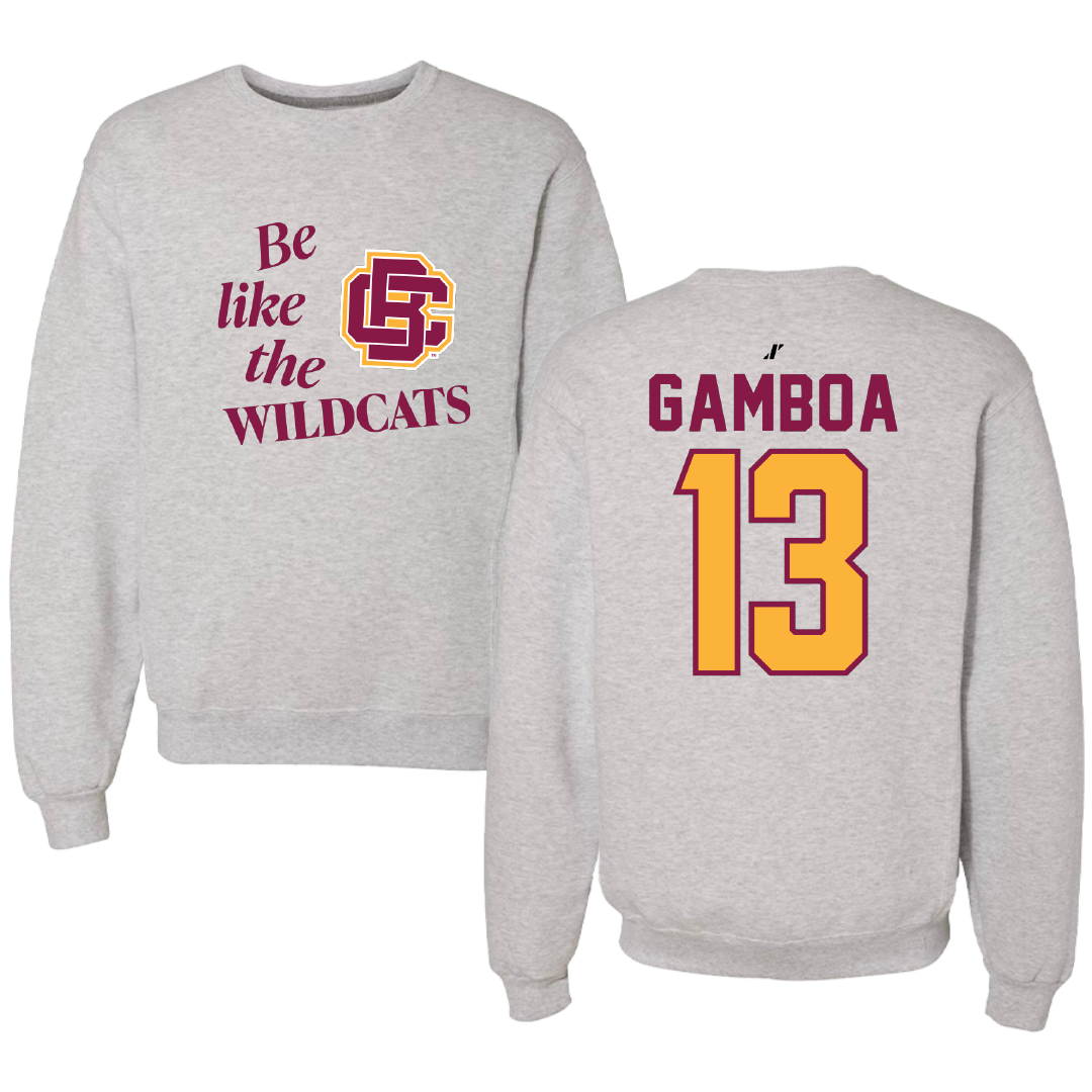 Bethune-Cookman University Baseball Light Gray Be Like Us Crewneck - #13 Marcos Gamboa