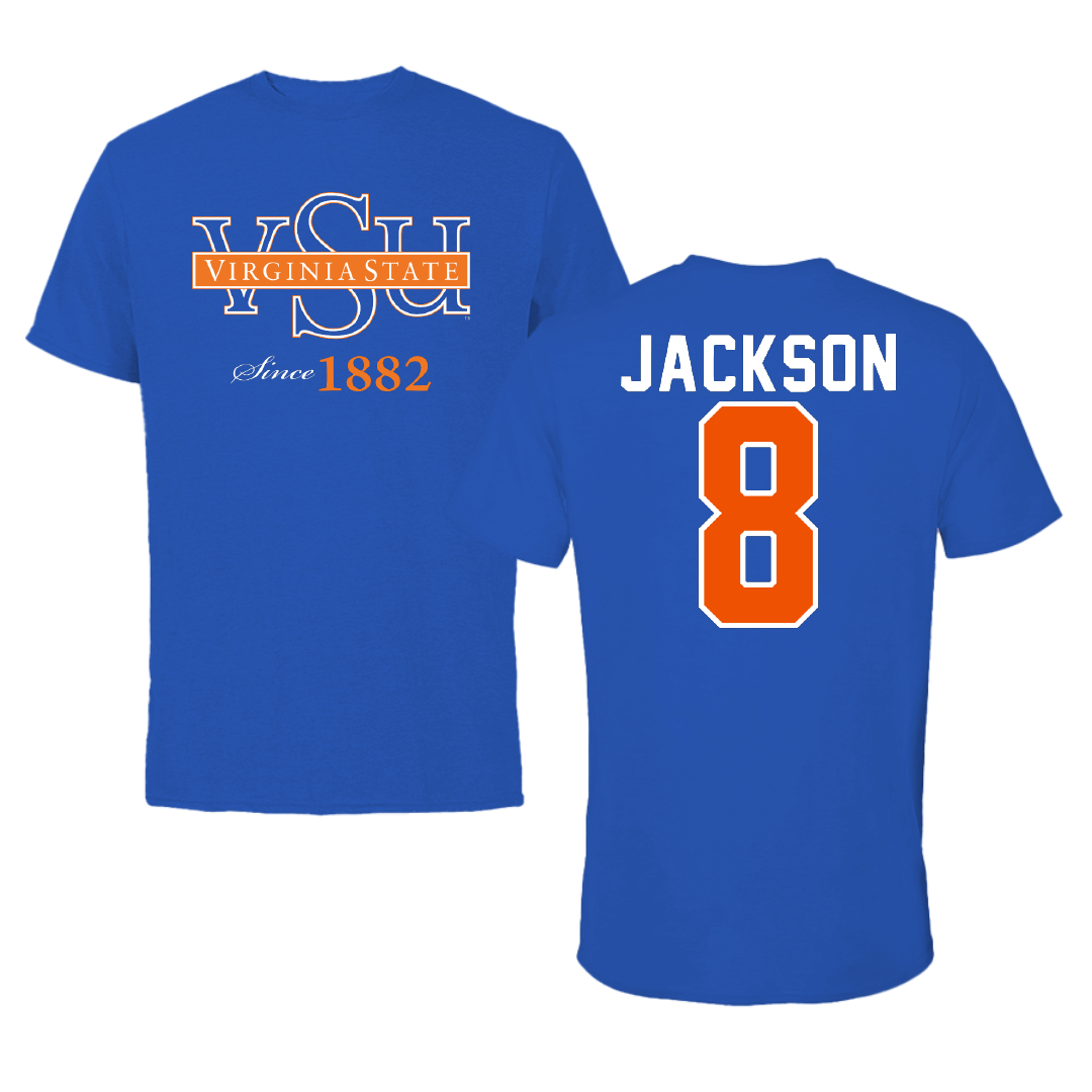 Virginia State University Volleyball Blue Performance Tee - #8 Leila Jackson