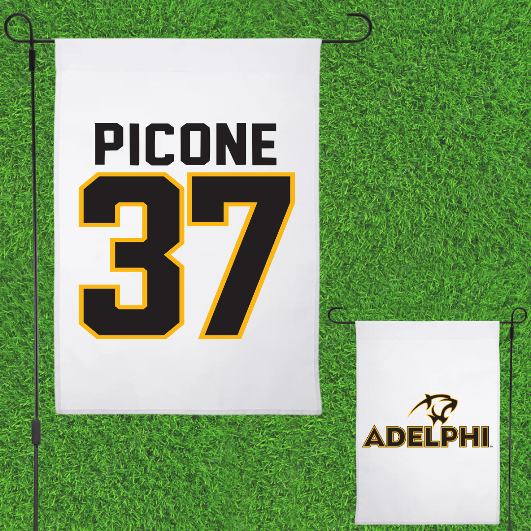 Adelphi University Baseball White Garden Flag - #37 CJ Picone