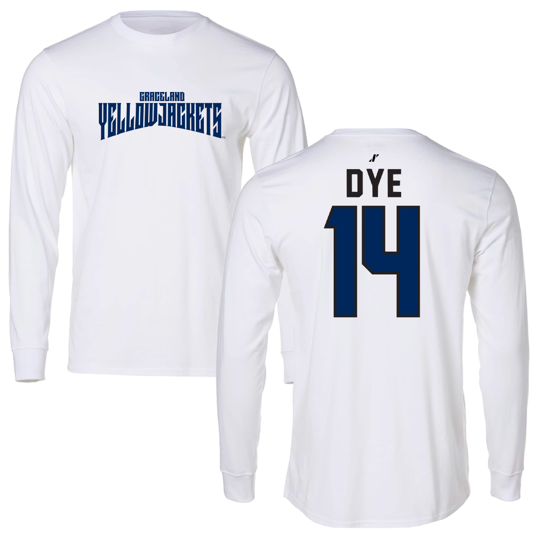 Graceland University Football White Classic Performance Long Sleeve - #14 Donyell Dye