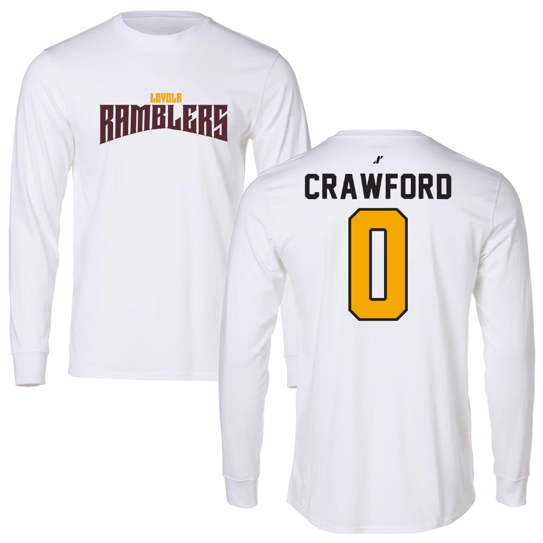 Loyola University-Chicago Soccer White Classic Long Sleeve - #0 Aidan Crawford