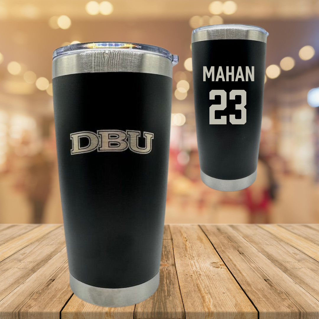 Dallas Baptist University Lacrosse Black Stainless Steel Tumbler - #23 Devin Mahan