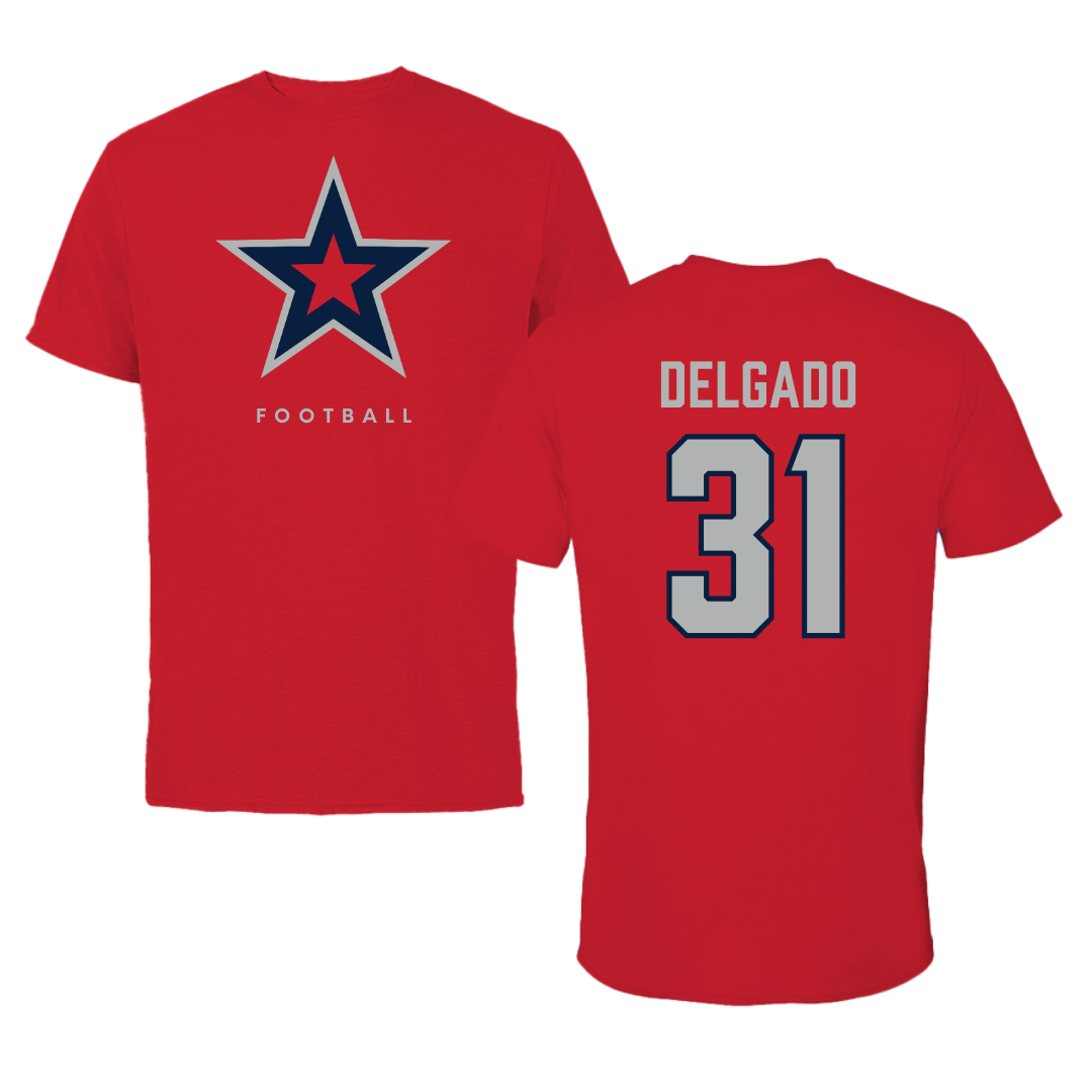 Robert Morris University Football Red Performance Tee - #31 Jonjon Delgado