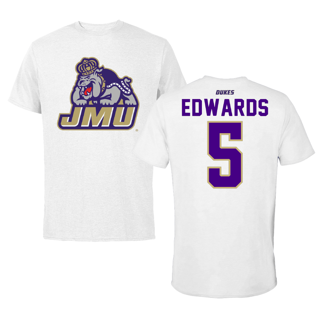 James Madison University Softball White Tee - #5 Madison Edwards