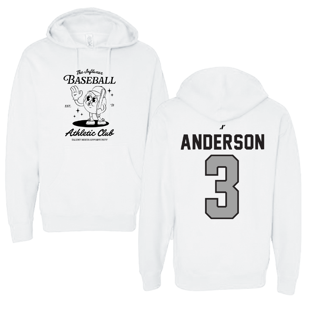 Baseball White Influxer Athletic Club Hoodie - #3 Eli Anderson