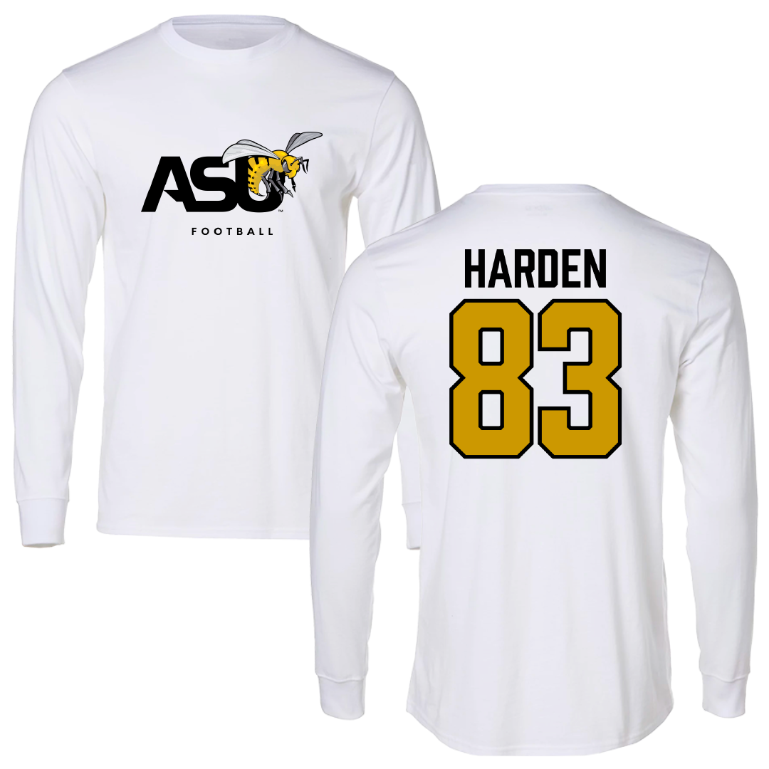 Alabama State University Football White Performance Long Sleeve - #83 Derick Harden