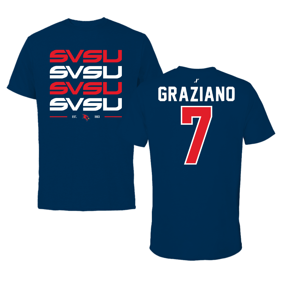 Saginaw Valley State University Lacrosse Navy General Tee - #7 Sarah Graziano