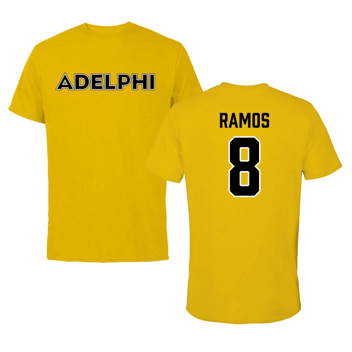 Adelphi University Baseball Gold Performance Tee - #8 Albert Ramos